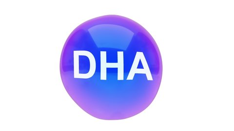 3D animation of a bubble sphere DHA floating on a white background with alpha layer