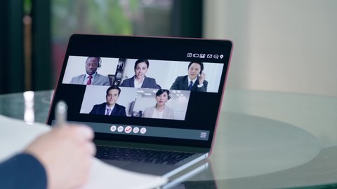 Video conference concept. Web meeting.  Telemeeting. Webinar.