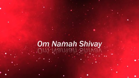 "Om Namah Shivay" text on particle background. Shimmering Glittering Particles. Beautiful animation on Maha Shivratri Festival