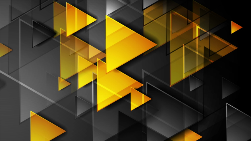 Black and orange glossy triangles abstract geometric motion background. Seamless looping. Video animation Ultra HD 4K 3840x2160 Royalty-Free Stock Footage #1068445370