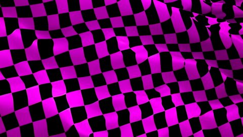 Checkered Pink Black Racing Flag video waving in wind. Formula Racing Flag background. Start Race Checkered Flag Looping Closeup 1080p Full HD footage.Checkered Pink Black Start Finish Win Race flags 