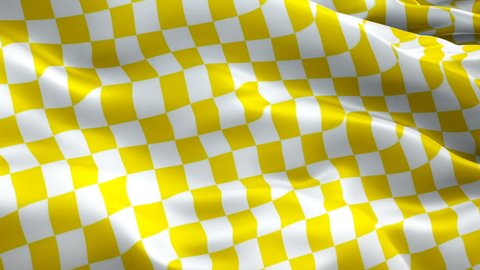 Checkered Yellow White Racing Flag video. Yellow and White Squares tile pattern background. Start Race Checkered Flag Looping Closeup 1080p Full HD footage.Checkered Taxi Yellow 