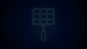 Glowing neon line Barbecue steel grid icon isolated on black background. Top view of BBQ grill. Wire rack for BBQ. Grilling basket. 4K Video motion graphic animation.