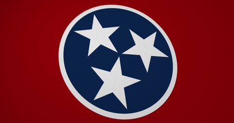 Full frame 3D animation of a flag of Tennessee (USA) waving.