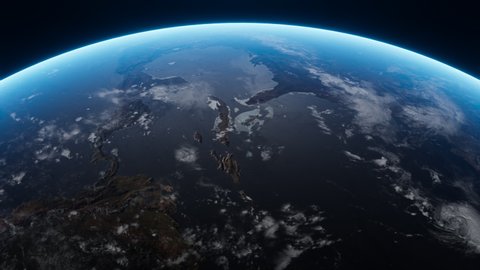 Amazing view of our planet Earth while flying over the Gulf of Mexico. Gulf Coast of the United States of America, Cuba, United Mexican States are on the sides. Realistic 3d visualization