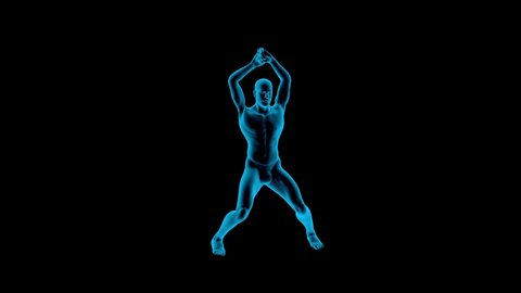 man doing jumping jacks . x ray man workout . warming up