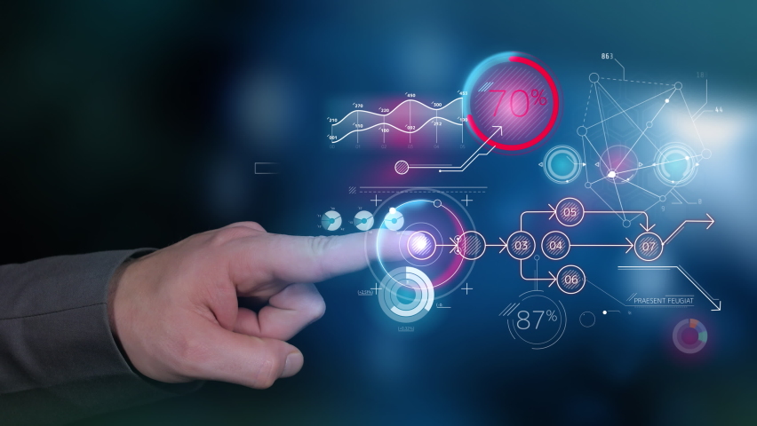 Abstract infographics with light flares and lenses.