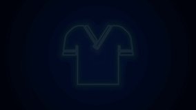 Glowing neon line Golf shirt icon isolated on black background. Sport equipment. Sports uniform. 4K Video motion graphic animation.