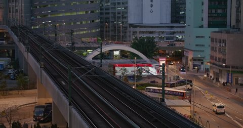Kwai Fong, Hong Kong 17 February 2021: Train come to the station