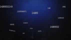 Animation of good vibes text with floating numbers on blue background. digital interface video game concept digitally generated video.