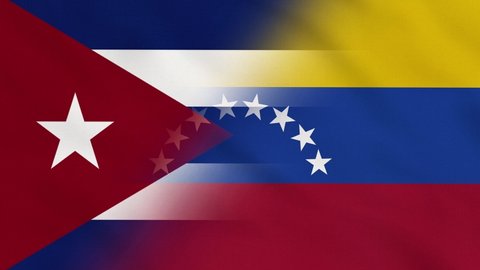 Crumpled Fabric Flag of Cuba and Venezuela Intro. Cuba Flag. Venezuela Flag. Caribbean Flags. America South Flags. Celebration. Flag Day. Realistic Animation 4K. Surface Texture. Background Fabric.