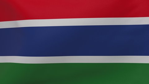 Gambia waving flag seamless loop animation 4k. 3d Gambia Flag texture close up background