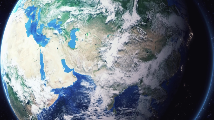 Zoom in from space and focus on Brazil, Aracaju. 3D Animation. Background for travel intro. 