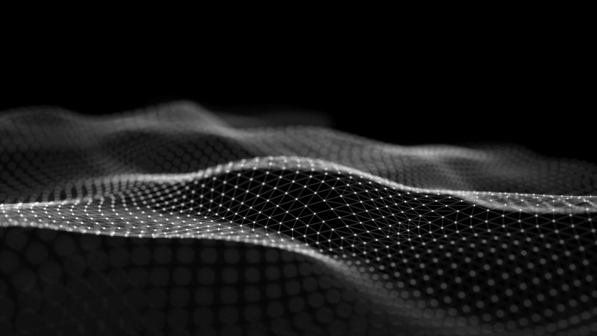 Digital dynamic wave of particles. Abstract dark futuristic background. Big data visualization. 3D rendering. | Shutterstock HD Video #1068541754