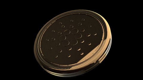 Cardano coin - zoom out - 3d animation model on a black background