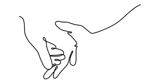 Black free hand drawn shaking hands on white background animation