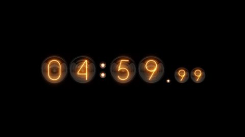 Countdown. Countdown 5 minutes. Nixie tube indicator countdown. Gas discharge indicators and lamps. 3D. 3D Rendering

