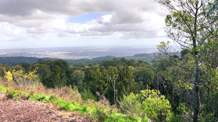 Adelaide city aerial view from the top of the hill