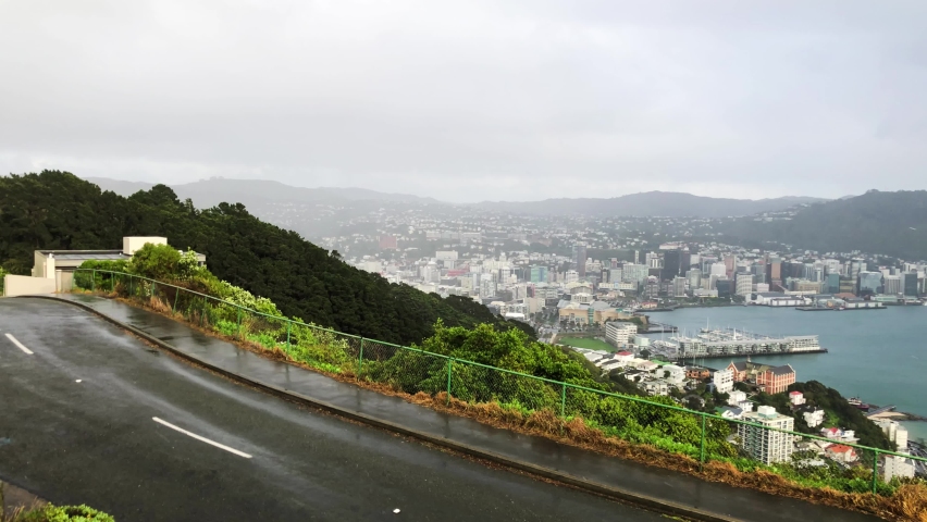 Wellington aerial view from the city hill, New Zealand