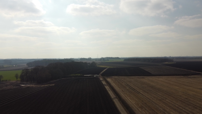 High altitude shot of fields