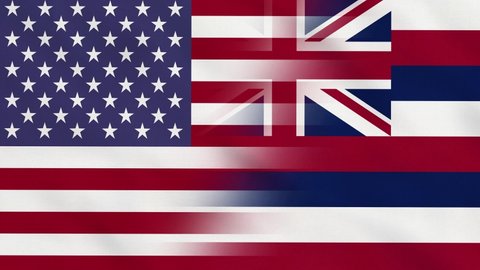 Crumpled Fabric Flag of Hawaii State - USA Intro. USA Flag. State of Hawaii Flags. North America Flags. Celebration. Realistic Animation 4K. Surface Texture. Background Fabric.
