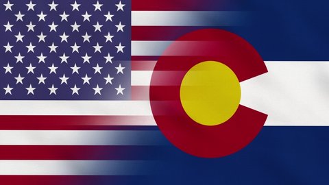 Crumpled Fabric Flag of Colorado State - USA Intro. State of Colorado Flags. North America Flags. Celebration. Realistic Animation 4K. Surface Texture. Background Fabric.