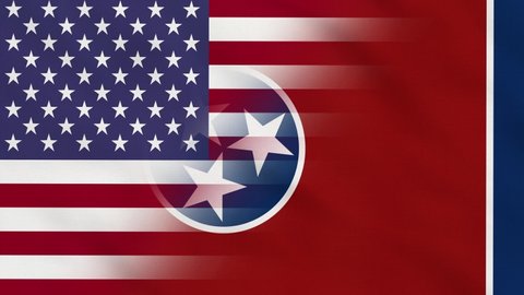 Crumpled Fabric Flag of Tennessee State - USA Intro. USA Flag. State of Tennessee Flag. North America Flags. Celebration. Realistic Animation 4K. Surface Texture. Background Fabric.