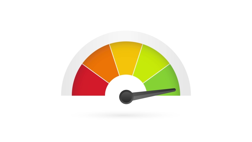 Rating customer satisfaction meter. Different emotions art design from red to green. Abstract concept graphic element of tachometer, speedometer, indicators, score. Motion design. Royalty-Free Stock Footage #1068616970