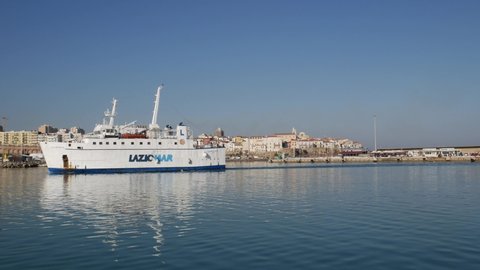 Termoli - Molise - March 4, 2021 - The ferry leaves the port of Termoli to land in the Tremiti Islands