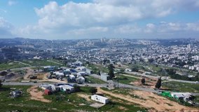 Asteroid Meteor impact over Large city, Jerusalem, Aerial ,Drone view of Meteor Attack with explosions smoke and debris over Jerusalem Israel - Powered by Shutterstock - Get 15% off with code: PIKWIZARD15