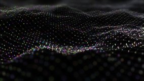 Abstract digital particle wave abstract background. Animation cyber or technology background.