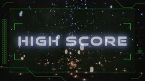 Animation of high score text over multiple colourful dots falling. digital interface video game concept digitally generated video. - Powered by Shutterstock - Get 15% off with code: PIKWIZARD15