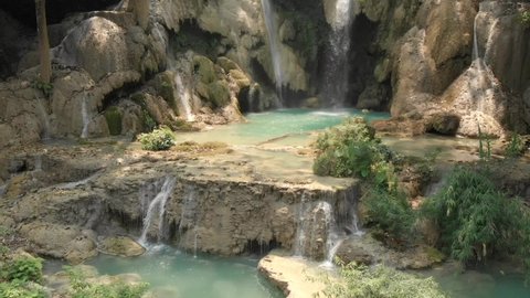Aerial view of Kuang Si Waterfalls, Laos