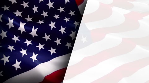 American flag video waving white half gradient background. USA America flags video news. USA flag for Independence Day, 4th of july US American Flag. 3d United States US Flag Slow Motion video
