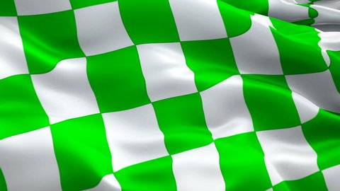 Racing Checkered waving flag. Green white checkered finish signifies two laps will run. Sign of Finish Checkered Background seamless loop animation. NASCAR flag HD Background. Green chequered flag Clo