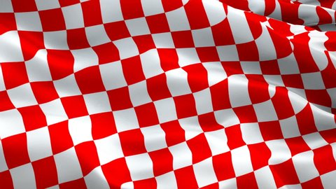 Red White Checkered Flag Racing video. Formula Racing Flag Red and white tile pattern background. Checkered Red White Racing Flag video waving in wind. Formula Racing Flag background. Race Checkered
