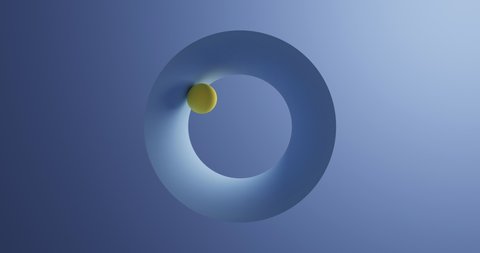 3D Render of yellow sphere rolling in blue circle