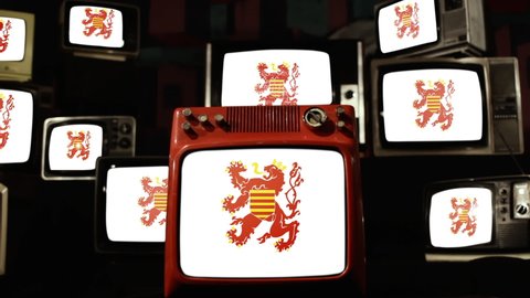 Flag of Limburg, province in Belgium, and Vintage Televisions.