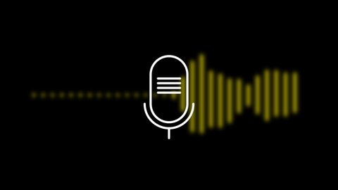 Podcast microphone waveform graphic banner artwork.