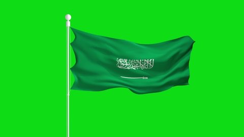 Saudi Arabia waving flag Saudi Arabia National 3D gradient background animation HD resolution green screen