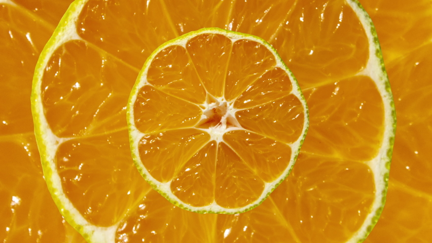 Zooming natural mandarins in minimal motion graphics seamless looped animation
