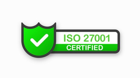 Iso 27001 Certified Green Badge Flat Stock Footage Video (100% Royalty ...