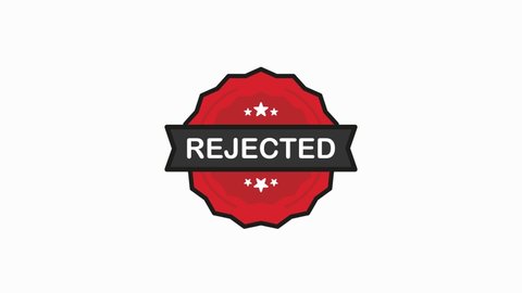 Rejected badge red Stamp icon in flat style on white background. Motion graphic.