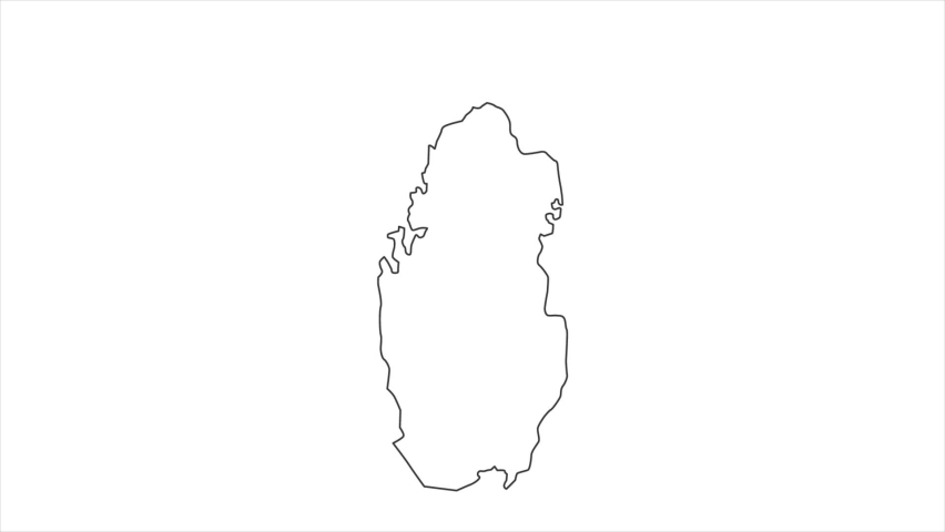 Motions point of Doha City with Qatar flag and Qatar map.