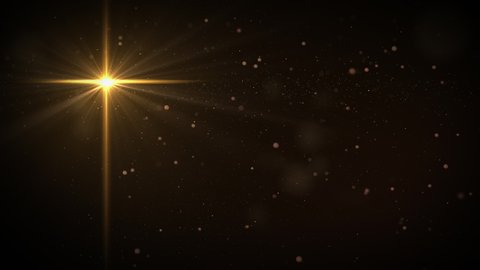 Golden cross lighting on dark background with many defocused lights spinning around. Easter and resurrection background. Seamless looping 4k
