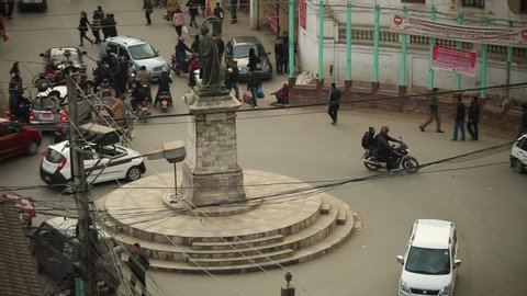 Kathmandu, Nepal -February 05,2016:
Busy traffic circle in Kathmandu