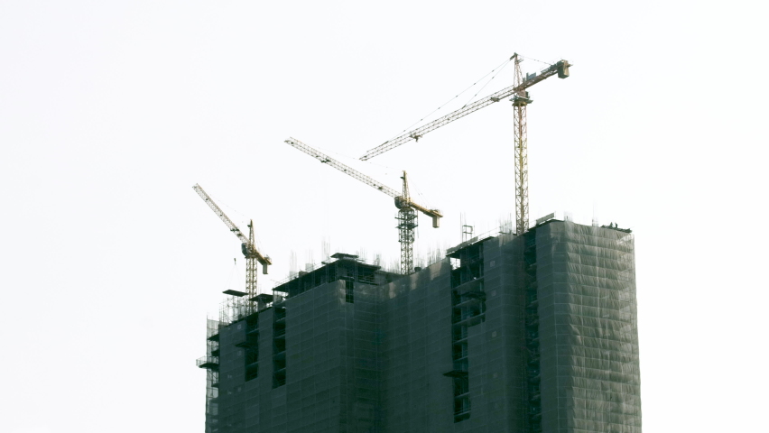 Power Crane or Tower Crane working for new hight building constuction