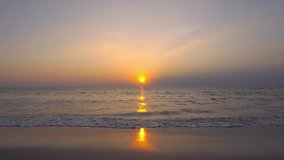 Nature video Scene of Landscape beach sea sunset in sea. 4K. 3840x2160p. 25fps.