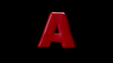 3D red color balloon letter A with stop motion effect 