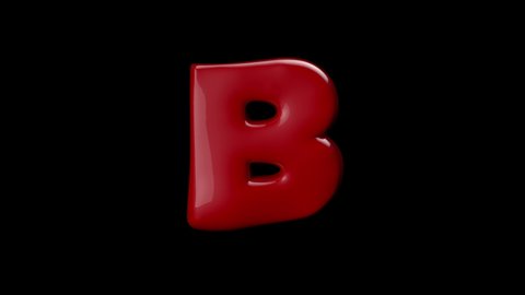 3D red color balloon letter B with stop motion effect 